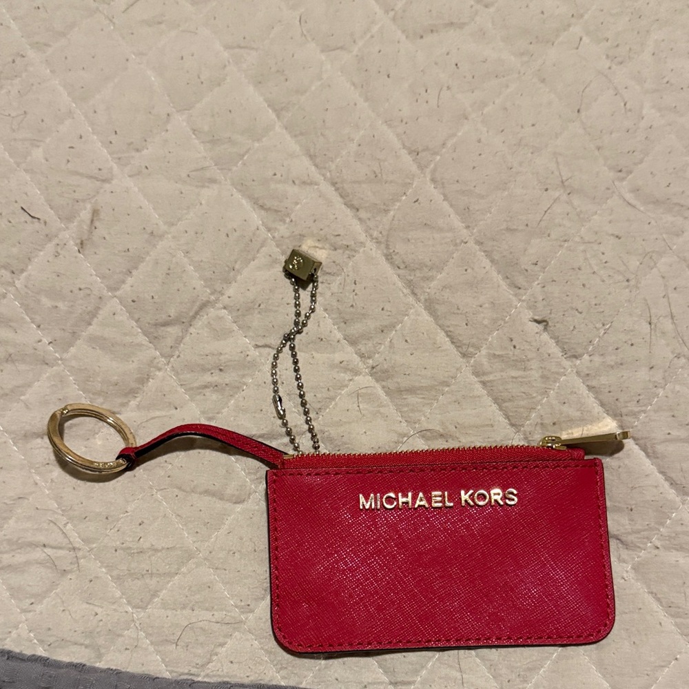 Michael Kors Red Card Holder with Gold Accents